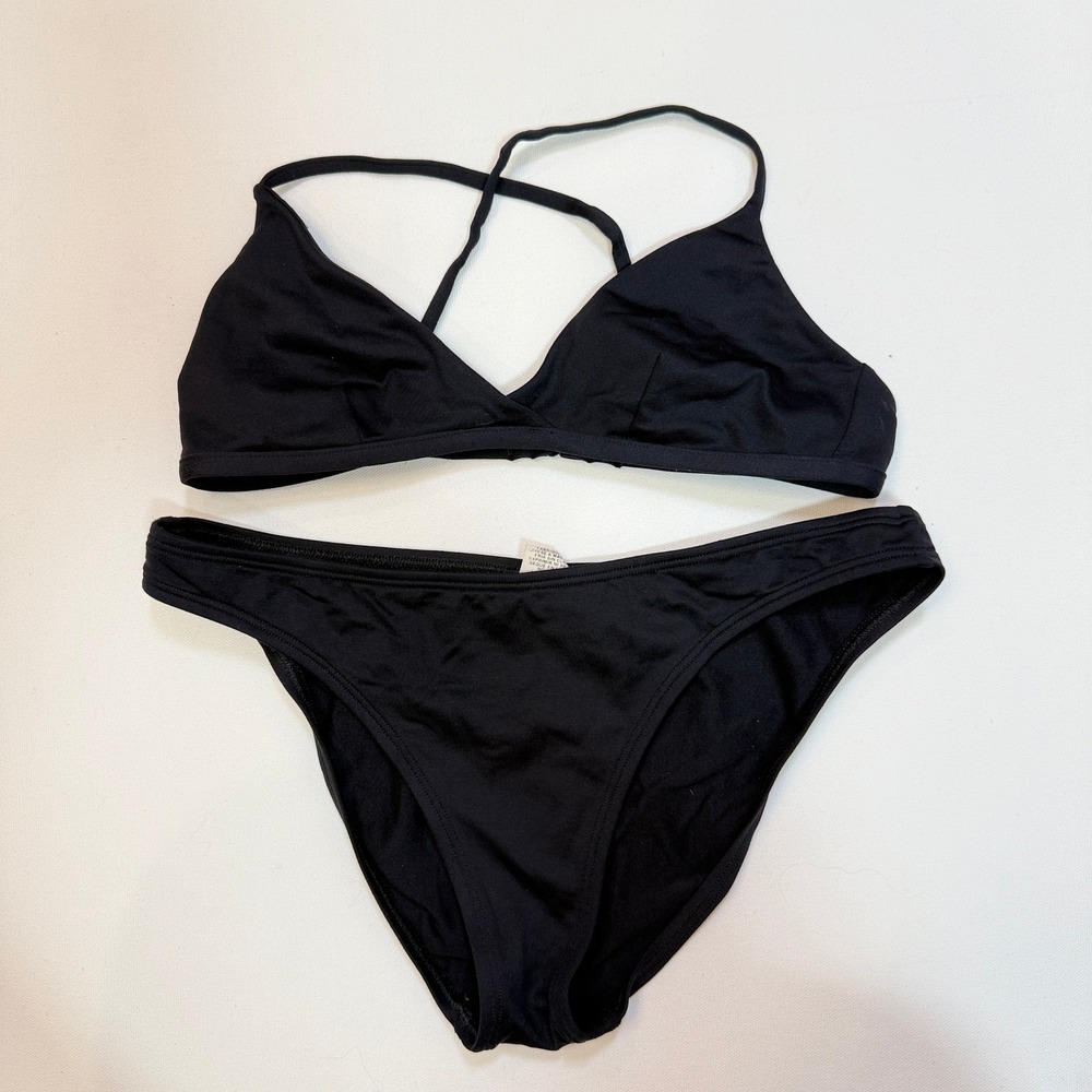 ESPRIT Vintage Black Triangle Cross Back Bikini Set Medium
